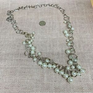 ‎Silver Pearl Dangles Necklace